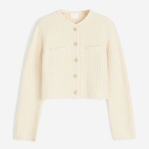 H&M short textured knit cardigan